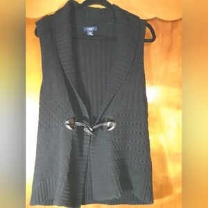 Chaps Black Knit Cardigan